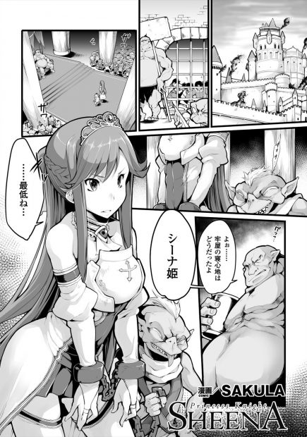 【エロ漫画】オークたちに捕まった巨乳のお姫様は、身体を縛られおっぱいを露出させられレイプされることに。パンツを穿いたまま浣腸プレイでお尻を凌辱され、極太チンコでアナルファックをされる彼女。お漏らしをしたくなくておチンポをおねだりするのだが、スカトロ脱糞ショーでアヘ顔を晒しながらイってしまう
