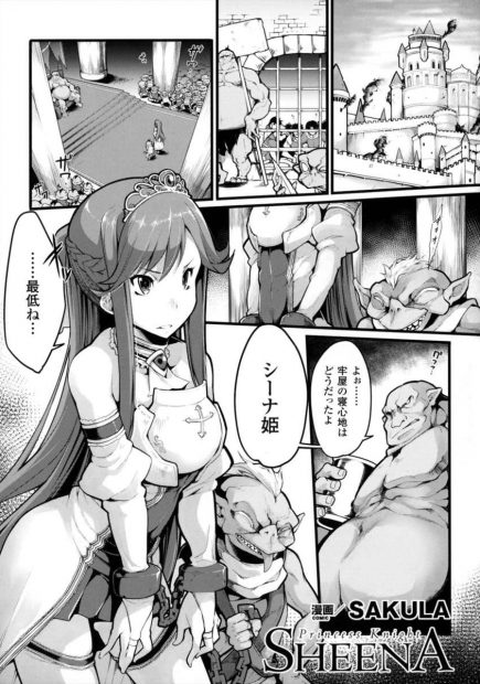 【エロ漫画】オークたちに捕らえられた姫様が拘束レイプされる。浣腸された雌穴をアナルファックされ、極太チンコの虜になって。巨乳おっぱいを揺らしながら、うんちをお漏らししてスカトロ絶頂しちゃうのだった