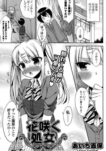 【エロ漫画】金髪ツインテギャルなJKに告白されて、彼女をビッチだと思って押し倒したら処女だった。自分一筋な彼女にすっかりメロメロになり、パイパンマンコで愛し合っちゃう